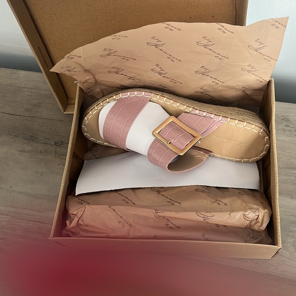 New Vintage Havana  Robin Wedge buckle Sandals pink NIB size 11 - Picture 7 of 9